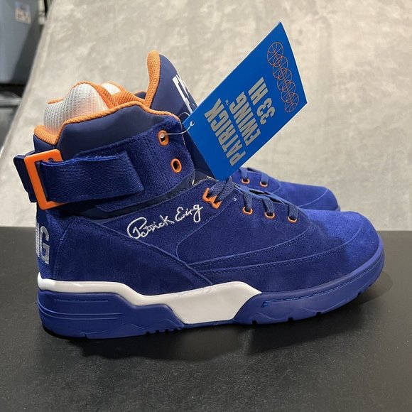 Ewing 33 Hi Men's 13 Blue Suede And Orange Knicks High Top Basketball Sneakers - Picture 4 of 11